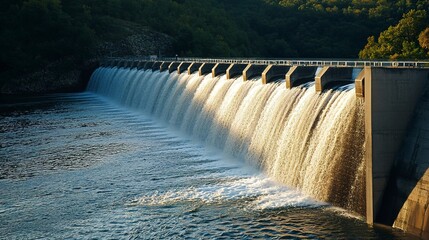 Wall Mural - water falling dams many water flowing