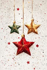 Wall Mural - Christmas Stars on White Background