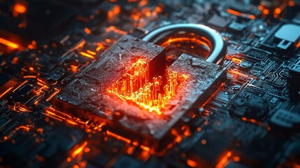 Wall Mural - Molten Metal Lock Breaking in Cybersecurity Context