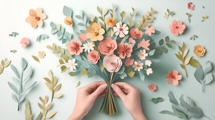 Wall Mural - Paper Flower Bouquet: Add a Touch of Spring to Your Designs