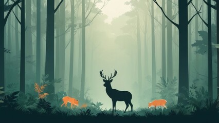 Wall Mural - deer in the forest