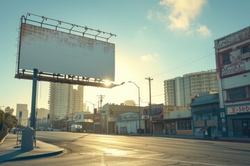 Poster - A blank billboard stands alone on the side of a road, waiting for new content