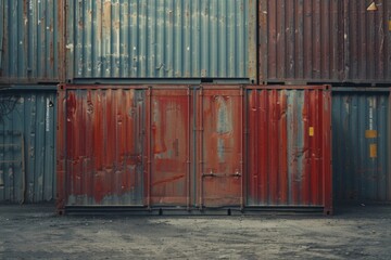 Poster - A collection of metal containers piled high, suitable for use in industrial or storage scenes