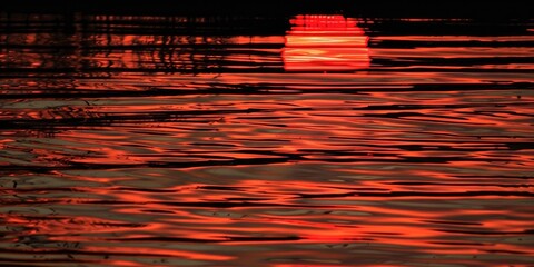 Poster - Silhouette Reflection of Sunset on Water