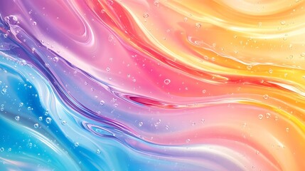 Wall Mural - Abstract Liquid Texture with Colorful Swirls and Bubbles