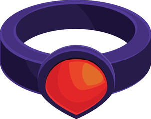 Poster - Purple ring holding a large, shiny red gemstone