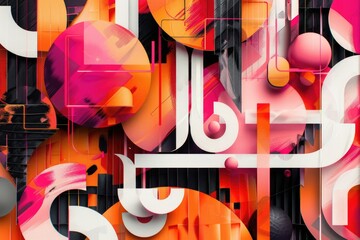Aufkleber - A vibrant abstract art piece featuring various geometric shapes and sizes