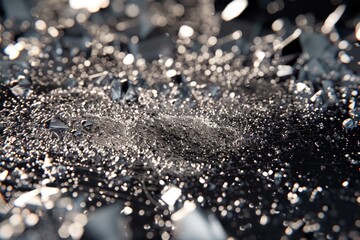 Poster - A detailed view of multiple water droplets suspended in mid-air, showcasing their texture and formation