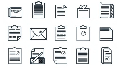 Poster - Set of colorful paper icons on a white background, ideal for presentations or design projects