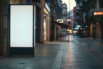 Poster - A blank billboard on a city street at night provides a clean slate for creative expression