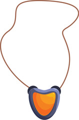Poster - Leather necklace holding glowing heart shaped amulet, isolated on white background