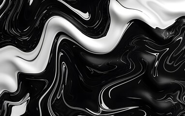 Fototapete - Black and white abstract background with smooth waves presentation design 