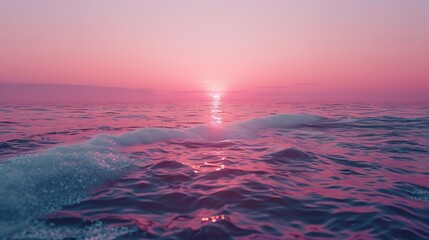Poster - Beautiful sunset scene with calm ocean and waves, great for travel or beach theme