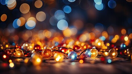 Canvas Print - christmas lights background  