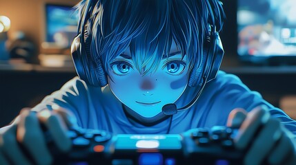 anime boy gamer