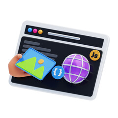 Poster - 3D Website Design View. 3D Icon