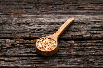 Sticker - Amaranth popping, gluten free, grain cereal in spoon - Amaranthus.