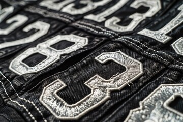 Poster - Close-up of a patch on a person's jacket, with intricate details and texture