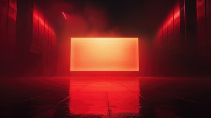 Poster - A bright red light illuminates a dark and mysterious space