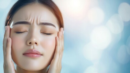 Sticker - A woman with her hands on her head, looking tired and stressed