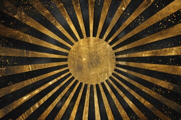 Poster - A bright sunburst design on a black and gold background, ideal for use in designs where a touch of elegance is needed