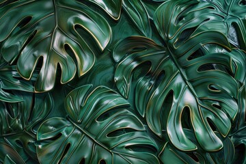 Poster - A close-up shot of a group of green leaves, perfect for illustrating nature and environment concepts