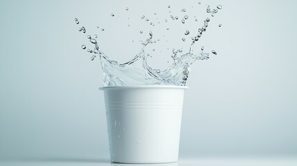 Canvas Print - A white cup with water splashing out of it