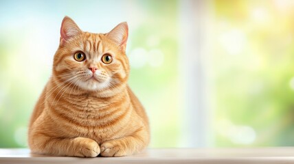 Wall Mural - A cat is laying on a table with its head tilted to the side