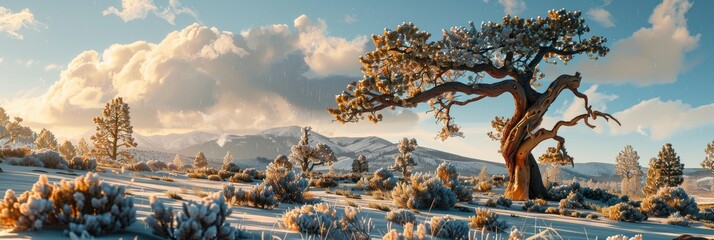 Poster - Discover a captivating juniper landscape where nature's beauty enchants the senses.