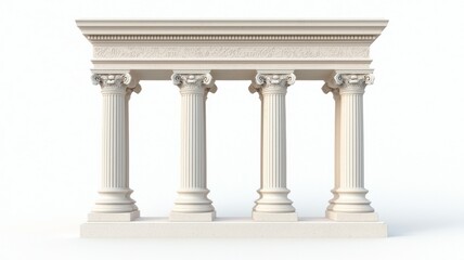 the four pillars are white and are part of a building