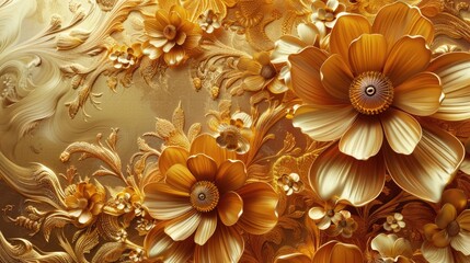 Poster - Flowers arranged on a wall in a close-up shot, perfect for decorative or inspirational purposes