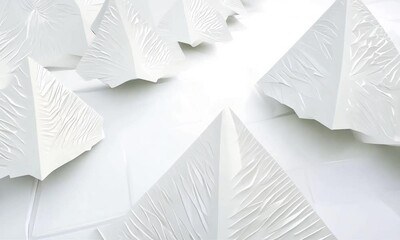 Poster - Exploring intricate patterns and textures in white paper sculptures created by talented artists in a serene studio environment. Generative AI