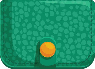 Poster - Green leather wallet with golden button illustrating saving money concept