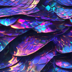 Holographic style mermaid scales, seamless pattern