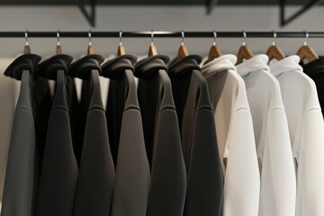 Aufkleber - Shirts hung on clothing rack, various colors and styles