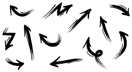 Poster - hand drawn Arrows icons Set. arrow icon with various directions. Doodle vector illustration. isolated on a white background