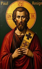 Wall Mural - A painting of a man with a cross on his shoulder