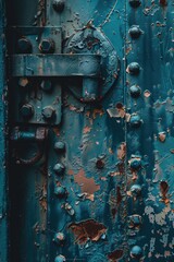 Canvas Print - A close-up shot of a heavily rusted metal door with intricate details and texture