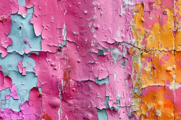 Aufkleber - A close-up view of peeling paint on a wall, suitable for use in interior design or construction contexts