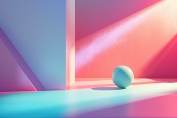 Aufkleber - A white ball sits atop a pink and blue floor, ideal for decoration or illustration
