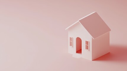 Poster - Minimalist White House Model on Pink Background