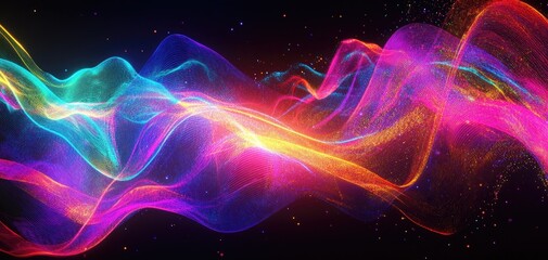Poster - Vibrant abstract waves of color create a mesmerizing and dynamic visual effect, perfect for backgrounds and creative projects.