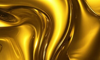 Poster - Discover the mesmerizing flow of golden liquid reflections in a luminous abstract display. Generative AI