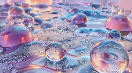 Wall Mural - Abstract iridescent bubbles.