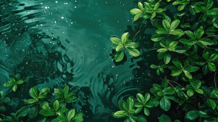 Plant in green aquatic environment