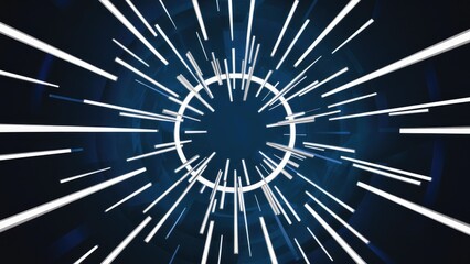 Poster - Abstract blue background featuring circular streams of white light
