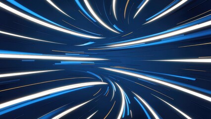 Poster - Abstract blue background featuring circular streams of white light