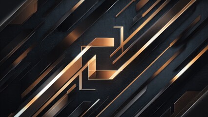 Poster - Abstract dark gradient background with defocused texture and geometric stripes - 4K wallpaper