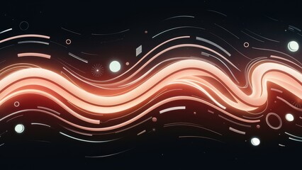 Poster - Abstract design elements featuring soft, glowing wavy lines and shimmering accents against a modern black background. Futuristic technology concept with ample copy space.