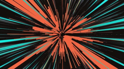 Poster - Abstract digital error background with glitch effects featuring distortion noise, static stripes, and a vibrant orange, black, and blue color palette.